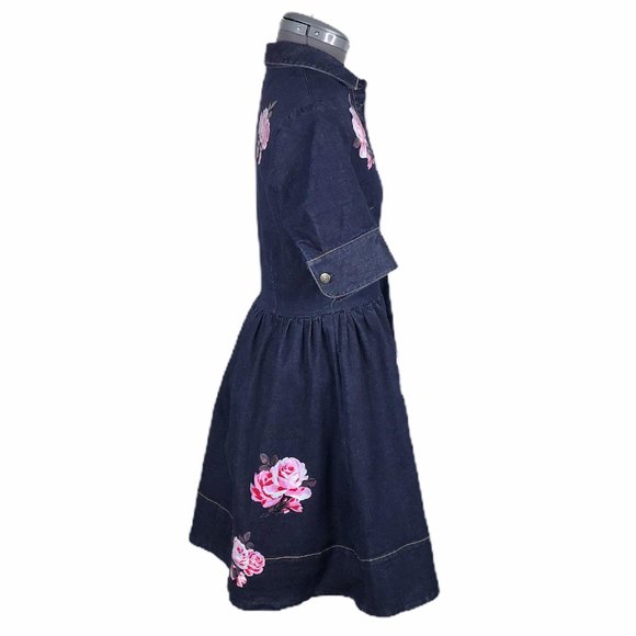 # Kate Spade - Broome Street Denim Rose Dress Sz 6 - Picture 3 of 14